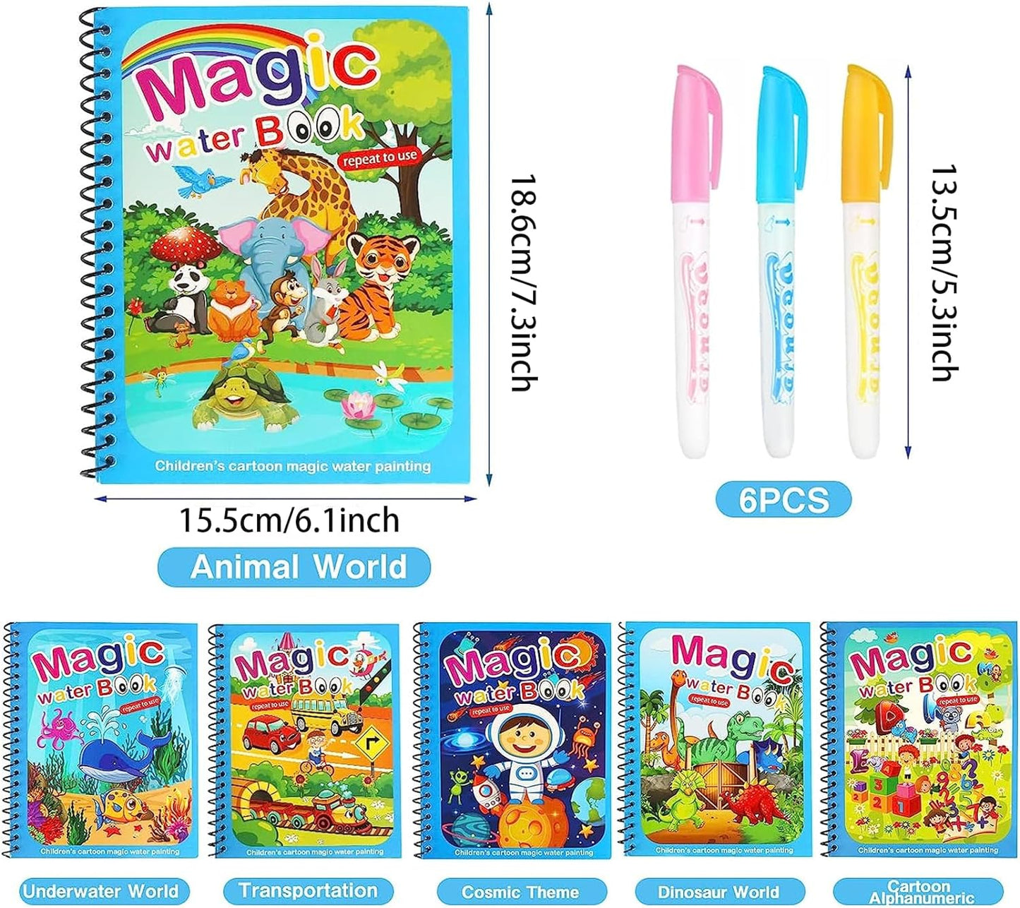 Water coloring Books | Magic Water Drawing Book Coloring Doodle Reusable Activity Book for kids | Baby Products