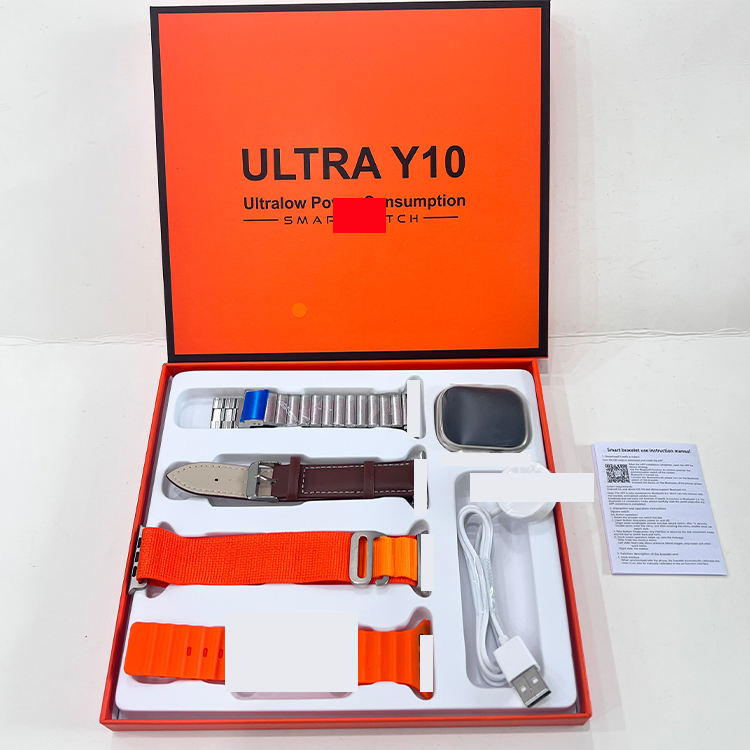 Y10 Ultra 8 Smart Watch with 4 Straps Smartwatch Wireless BT calling