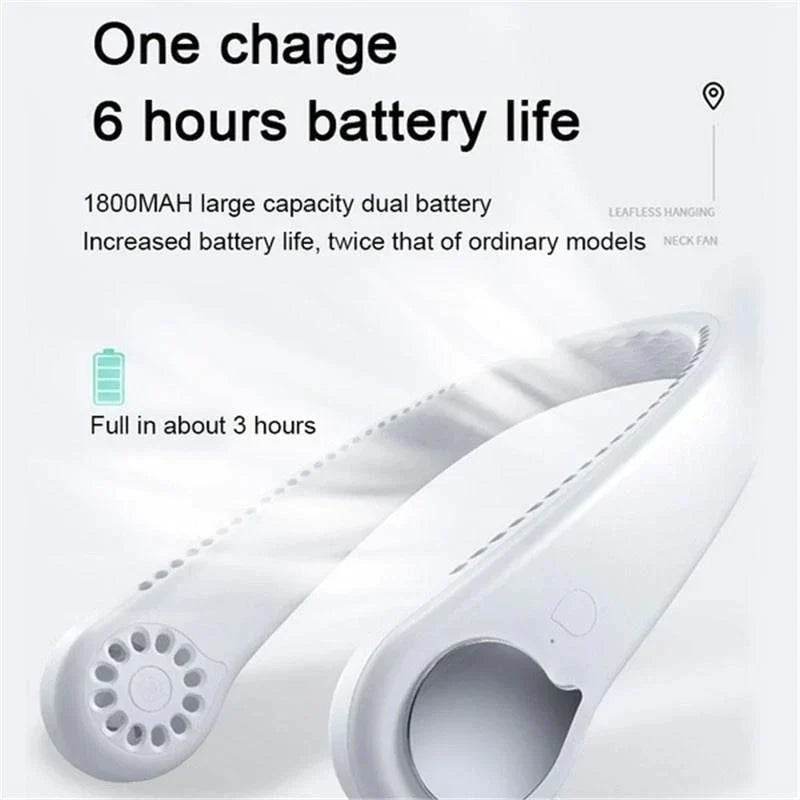 6 Types Summer Air Cooling Neck Fan Leafless Hanging Neck Fan Bladeless Ventilator USB Rechargeable Neckband Fans Air Cooler