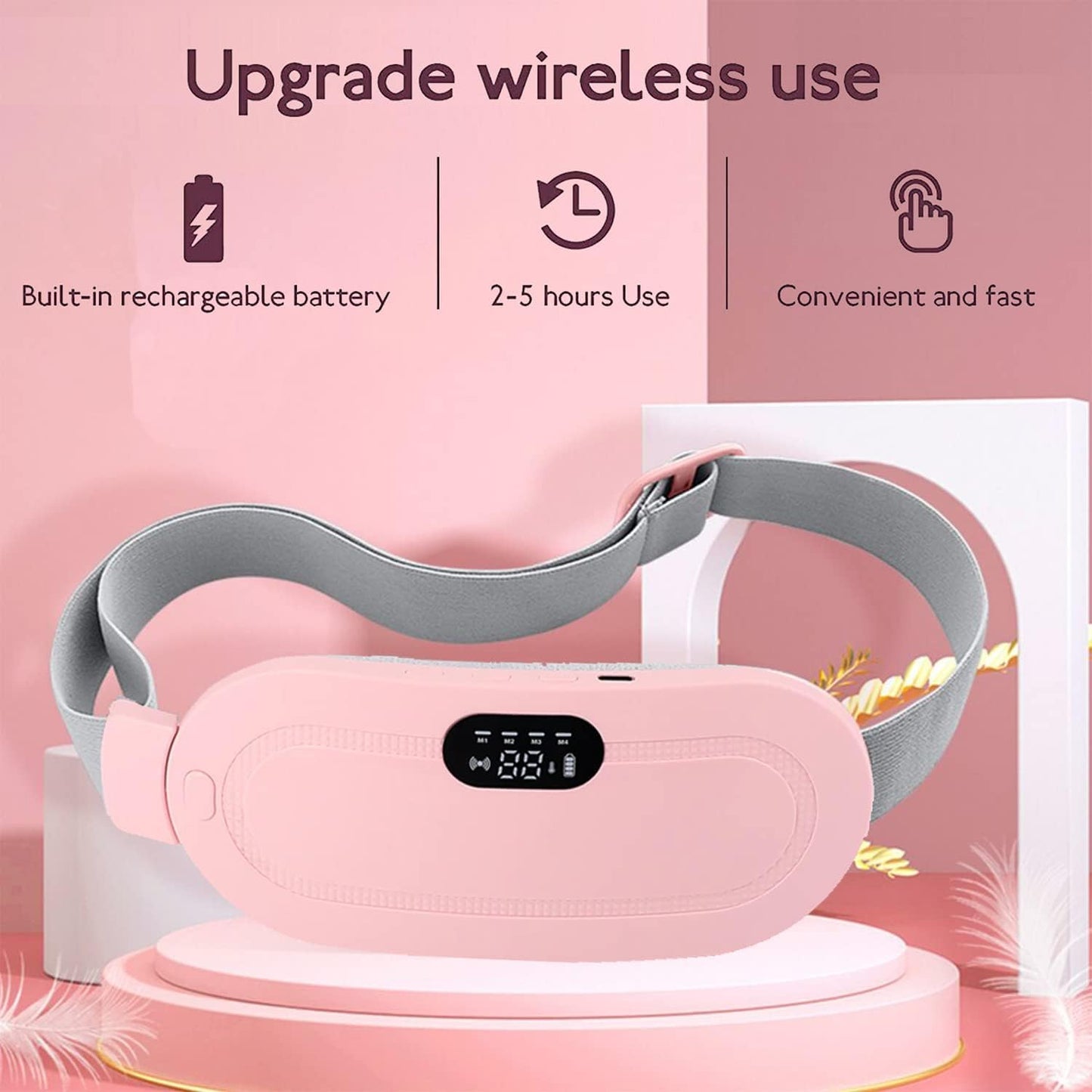 Menstrual Heating Pad Abdominal Massager Smart Warm Palace Belt Waist Vibration Massage Device for Cramps Period Pain Relief