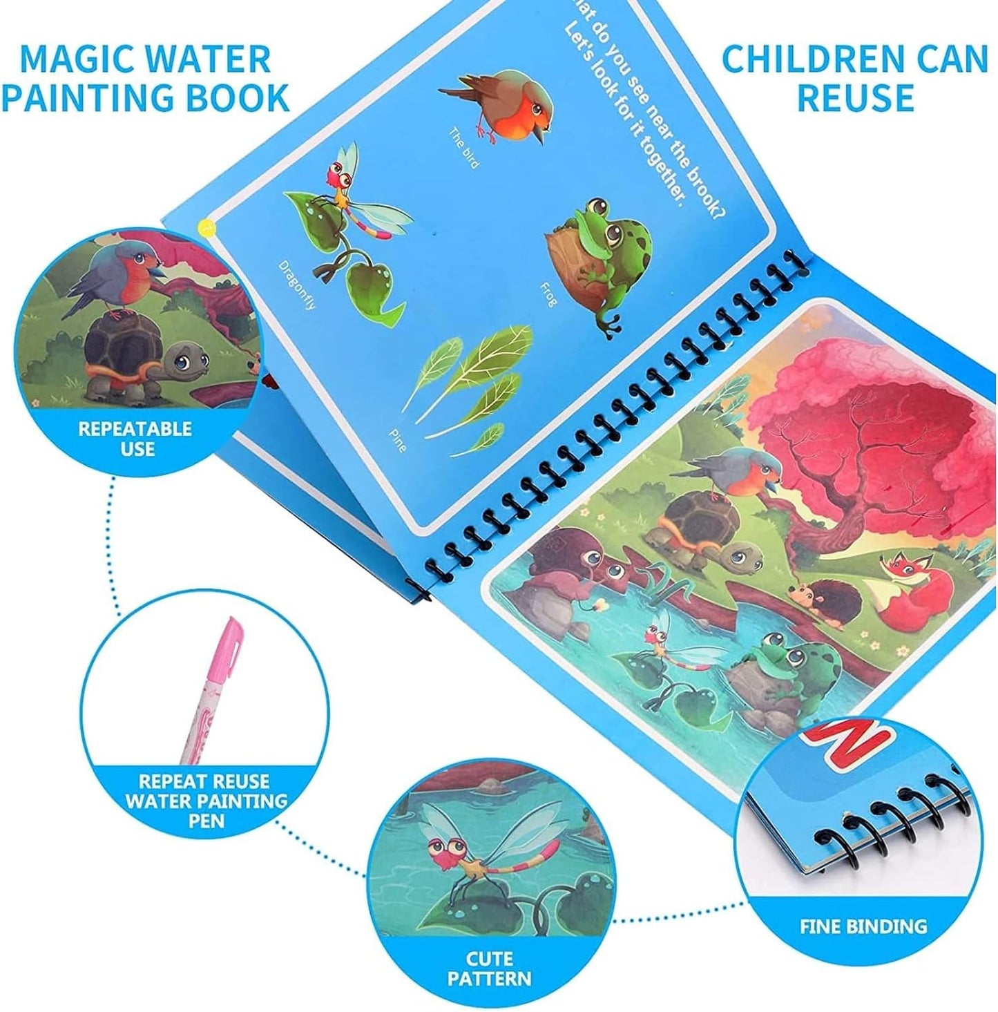 Water coloring Books | Magic Water Drawing Book Coloring Doodle Reusable Activity Book for kids |  Baby Products