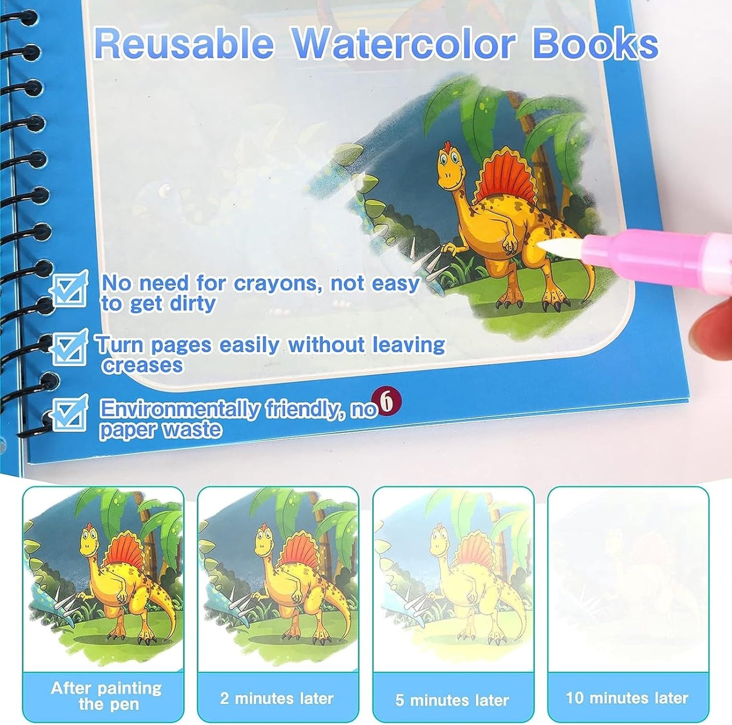 Water coloring Books | Magic Water Drawing Book Coloring Doodle Reusable Activity Book for kids |  Baby Products